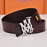 Amiri Belt dark brown crocodile pattern Golden deer logo